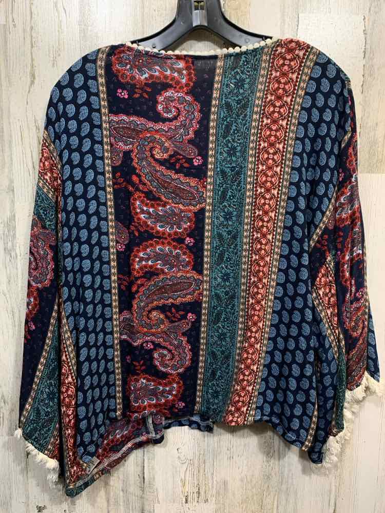 PRE-OWNED XHILARATION Tops Size XXL BLU/RED/WHT MULTI-PATTERN Blouse