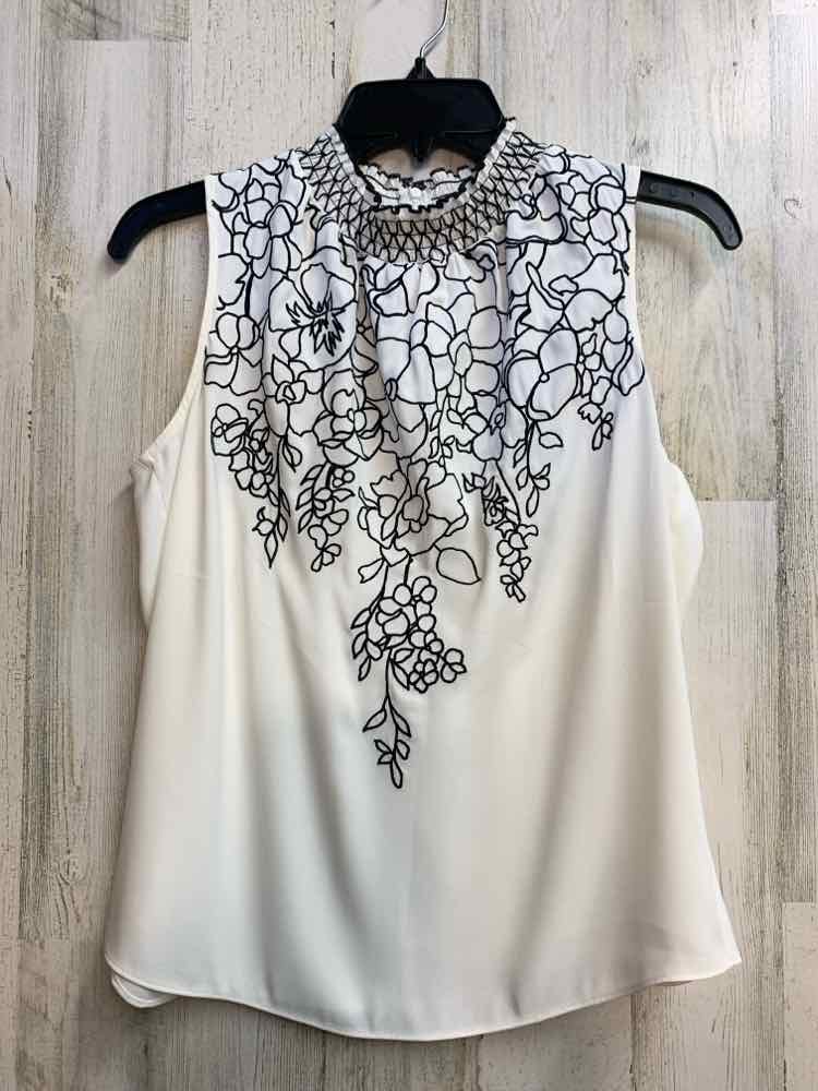 WHITE/BLACK MARKET Tops Size 2 WHT/BLK Floral SLEEVELESS TOP