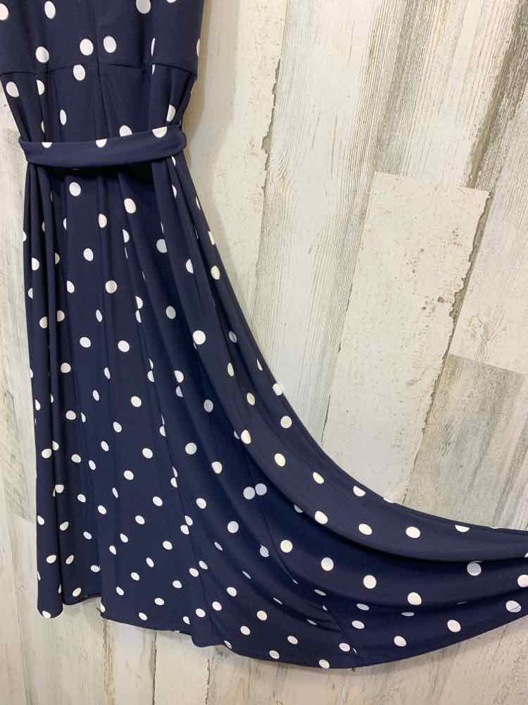 PRE-OWNED ANNE KLEIN Dresses and Skirts Size 8 NAVY/WHT Polka Dot/MIDI