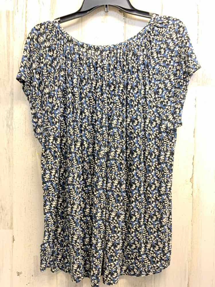 PRE-OWNED CHAPS Tops Size XL BLUE/BLACK VINES Blouse