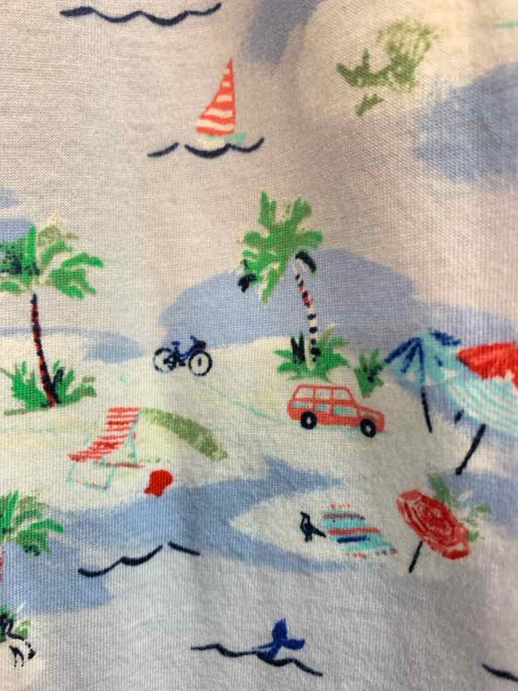 CROWN & IVY Tops Size L LT BLUE/WHT/MULTI-COLOR TROPICAL ISLE SLEEVELESS TOP