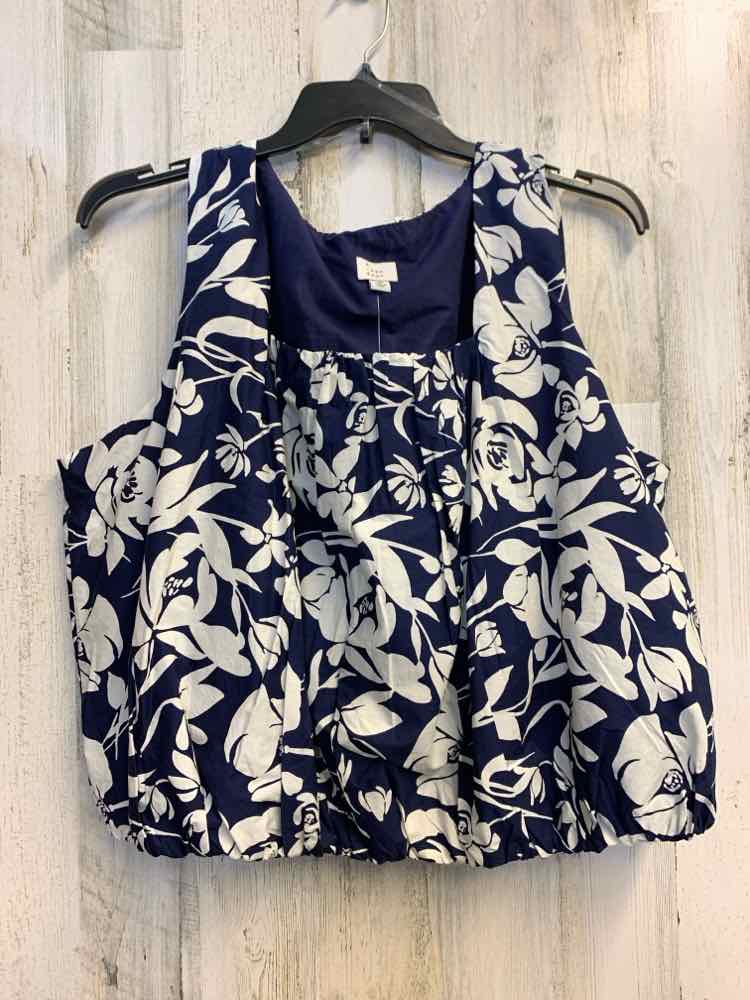 NWT A NEW DAY PLUS SIZES Size 2X NAVY/WHT Floral SLEEVELESS TOP