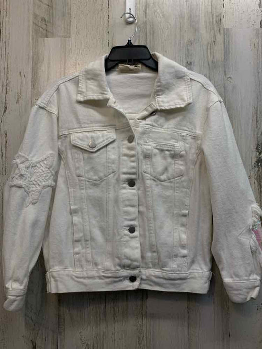 PRE-OWNED SAVANNA JANE JACKETS / COATS Size S White Denim Solid Jacket/WHITE JEA