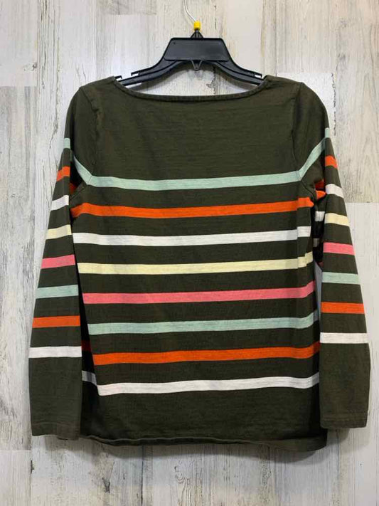 TALBOTS Tops Size MP GRN/ORG/WHT STRIPES LONGSLEEVE TOP