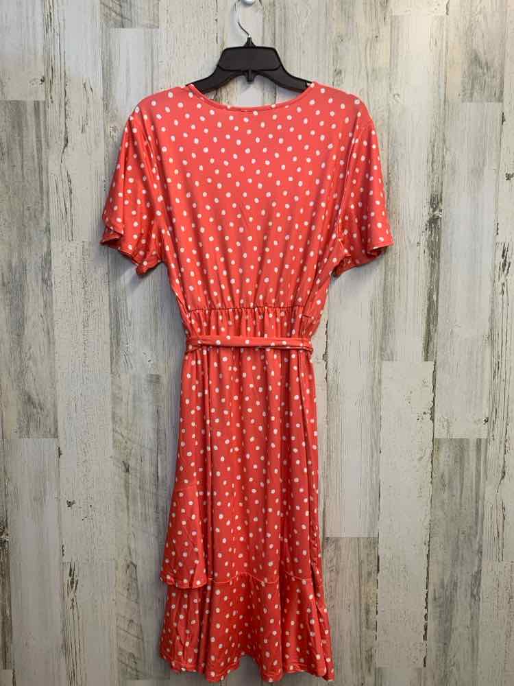 KATE & MALLORY Dresses and Skirts Size XL CORAL/WHT Polka Dot Dress