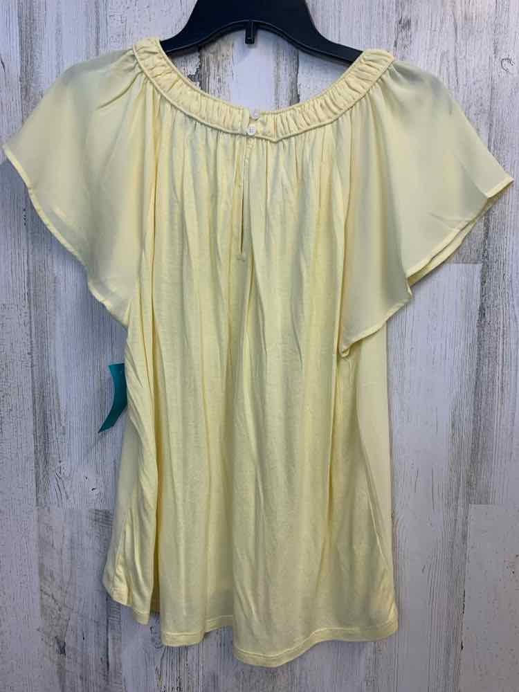 LOFT Tops Size L LIGHT YELLOW FLUTTER SLEEVE TOP