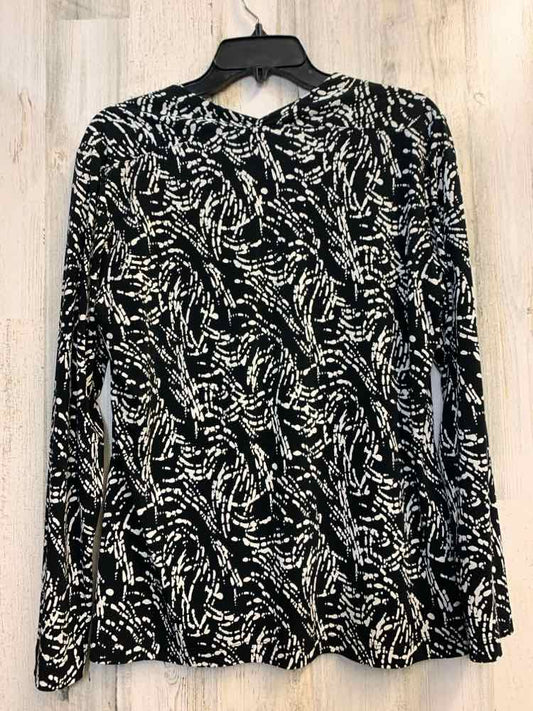 CHICOS Tops Size 3 BLK/WHT ABSTRACT LONG SLEEVES TOP