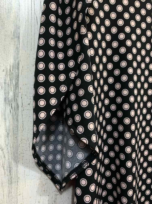 PRE-OWNED MICHAEL KORS PLUS SIZES Size 1X BLK/BLUSH Polka Dot Blouse/CUFFED SLEE