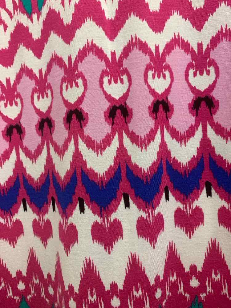 PRE-OWNED DANA BUCHMAN Tops Size L FUCHSIA/TEAL/WHITE/BLACK ABSTRACT Shirt/ABSTR