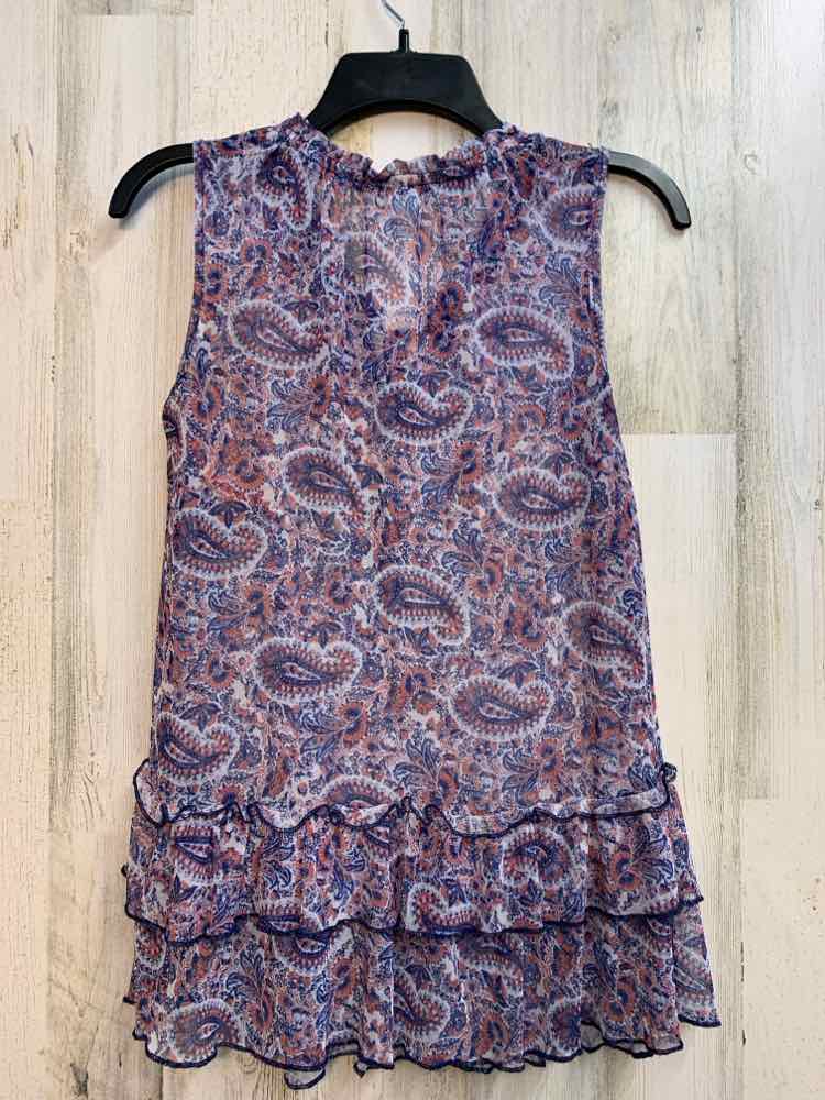 PRE-OWNED PERCEPTION CONCEPT Tops Size S BLU/WHT Paisley SLEEVELESS TOP