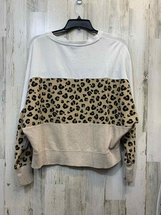 PRE-OWNED CABANA BY CROWN & IVY Tops Size L WHITE/BROWN CHEETAH PRINT Sweater/WH