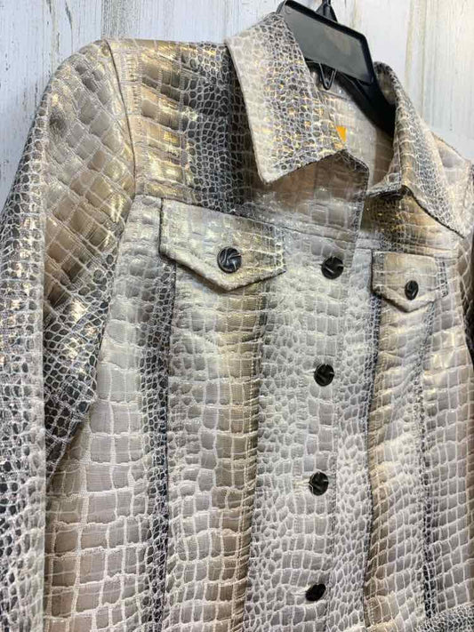 PRE-OWNED RUBY RD JACKETS / COATS Size 6P BROWN/GOLD/BEIGE CROCODILE Jacket/BROW