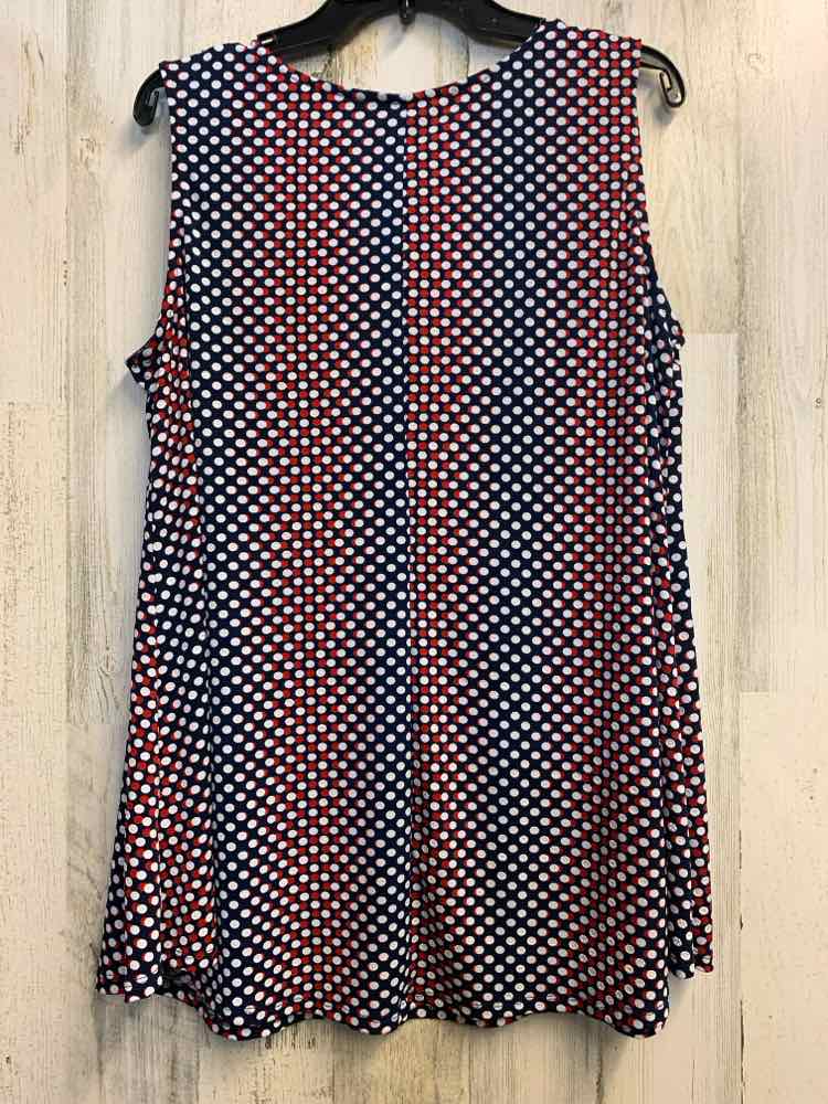 PRE-OWNED CATO Tops Size L RED/WHT/NAVY DOTS SLEEVELESS TOP
