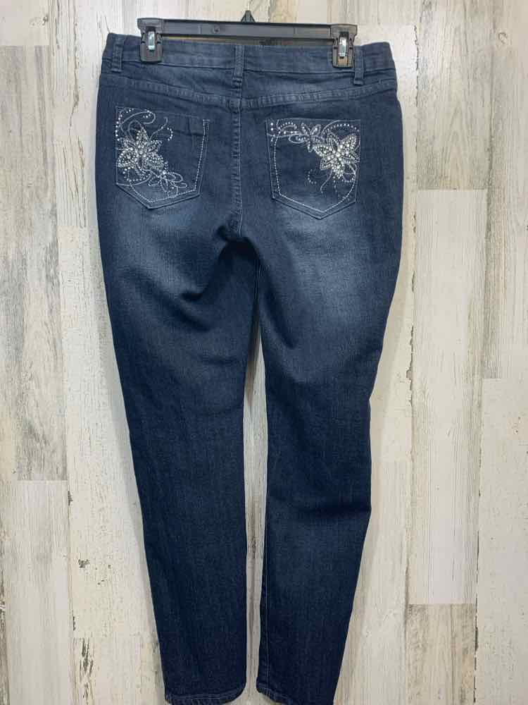 PRE-OWNED Size 8 SALT WORKS BOTTOMS Denim SKINNY Jeans/JEWELED POCKETS