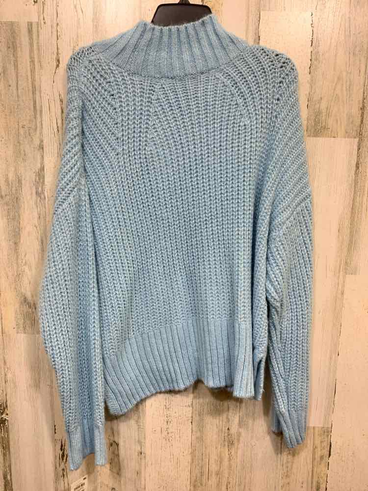 NWT ON 34TH Size L Tops Blue CABLE KNIT LONG SLEEVE/ MOCK NECK SWEATER