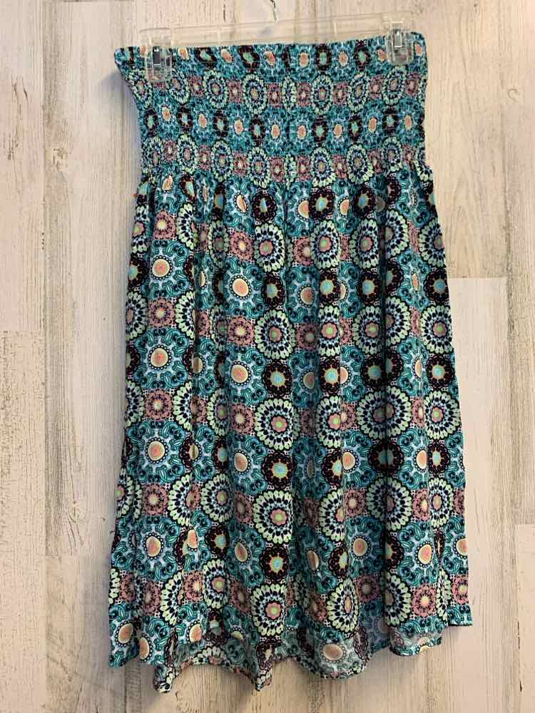 DEREK HEART Dresses and Skirts Size L AQUA/BLK/PNK/WHT MEDALION A-LINE Skirt