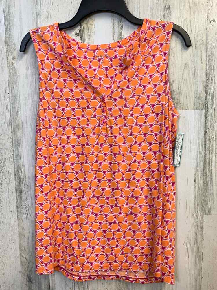 PRE-OWNED KIM ROGERS Tops Size S ORNG/PNK HEXAGON SLEEVELESS TOP