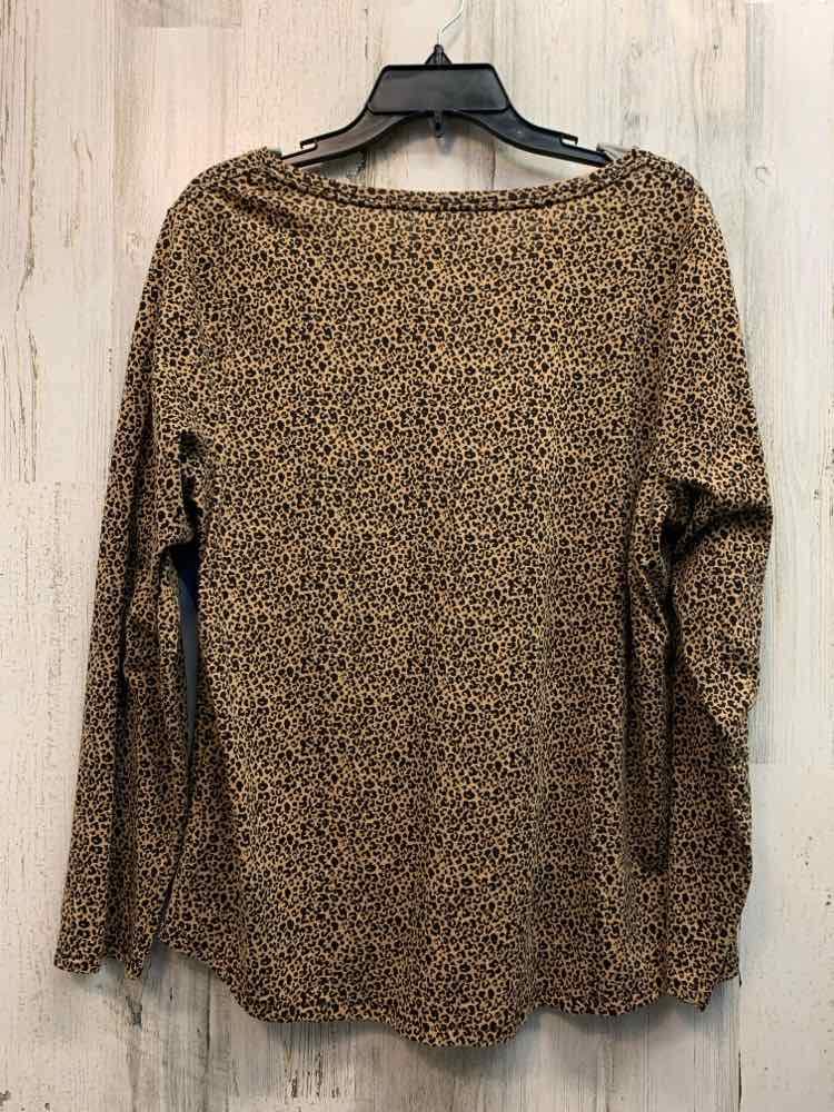 EVRI PLUS SIZES Size 0X TAN/BLK CHEETAH PRINT LONG SLEEVES TOP