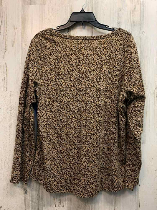 EVRI PLUS SIZES Size 0X TAN/BLK CHEETAH PRINT LONG SLEEVES TOP