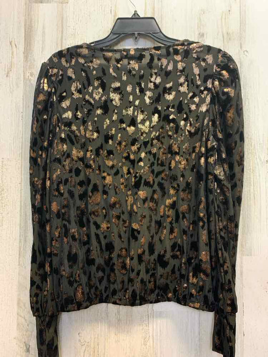 NWT KAREN KANE Tops Size S BLK/COPPER LEOPARD LONG SLEEVES TOP