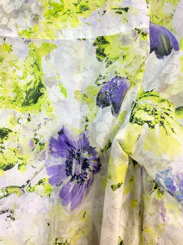 PRE-OWNED COLDWATER CREEK Tops Size 8 GRN/WHT/PRPL Floral LONG SLEEVES TOP