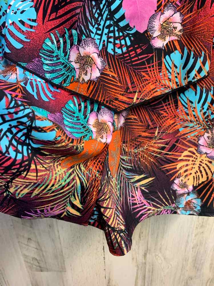 PRE-OWNED FIT 4U Swimwear Size 14 Multi-Color TROPICAL ONE PIECE Swimsuit/ONE PI