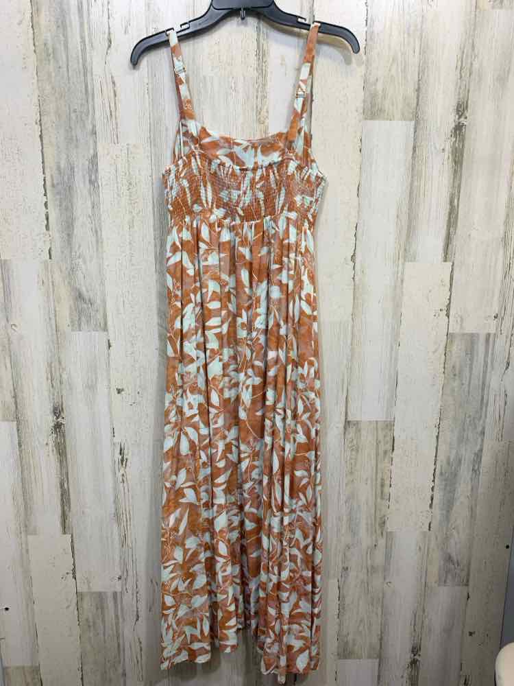 PRE-OWNED MILLIBON Dresses and Skirts Size L BURNT ORANGE/WHT LEAVES Dress