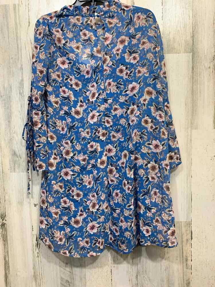 NWT CRESCENT Dresses and Skirts Size S WHT/BLU/PNK Floral 3/4 CROSS ZIP Dress/ST