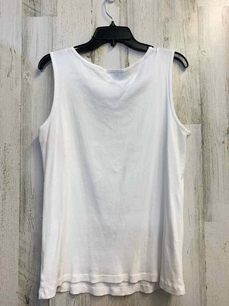 LAUREN RALPH LAUREN PLUS SIZES Size 1X White RIBBED SLEEVELESS TOP