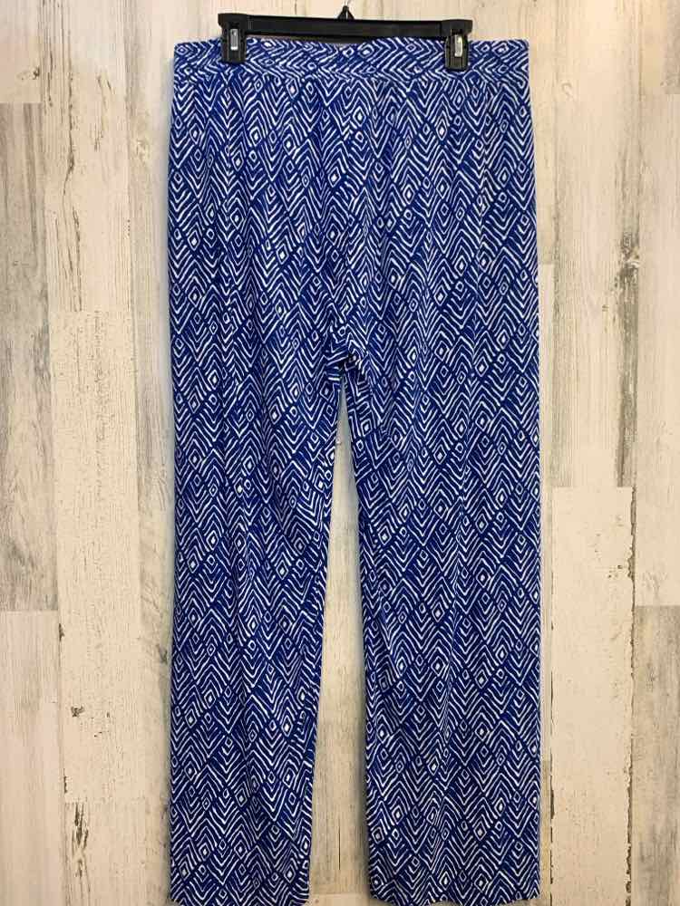 Size L HESTER & ORCHARD BOTTOMS BLU/WHITE DIAMOND STRAIGHT Pants