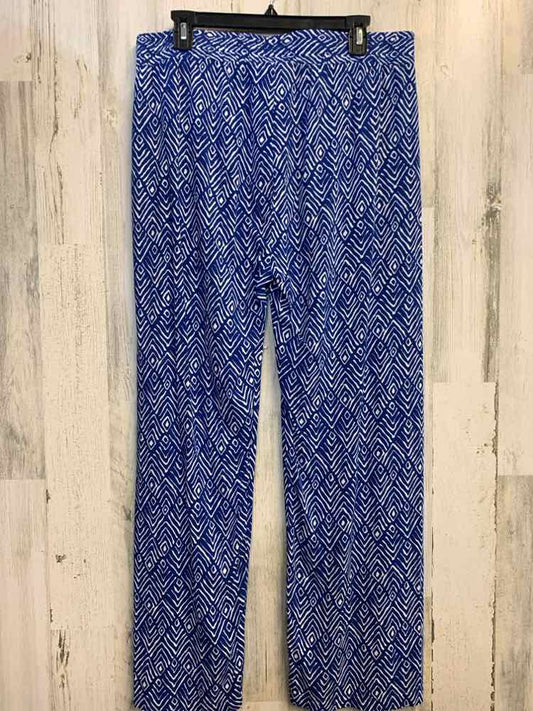 Size L HESTER & ORCHARD BOTTOMS BLU/WHITE DIAMOND STRAIGHT Pants