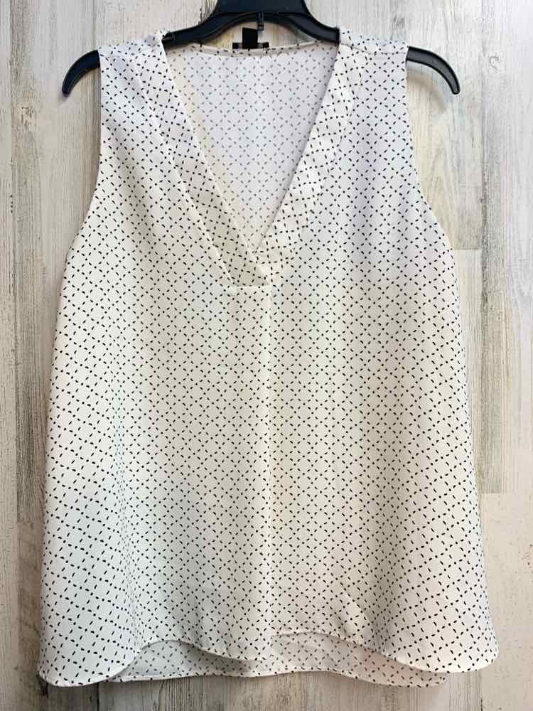 PRE-OWNED ANN TAYLOR Tops Size M Ivory PATTERN SLEEVELESS TOP
