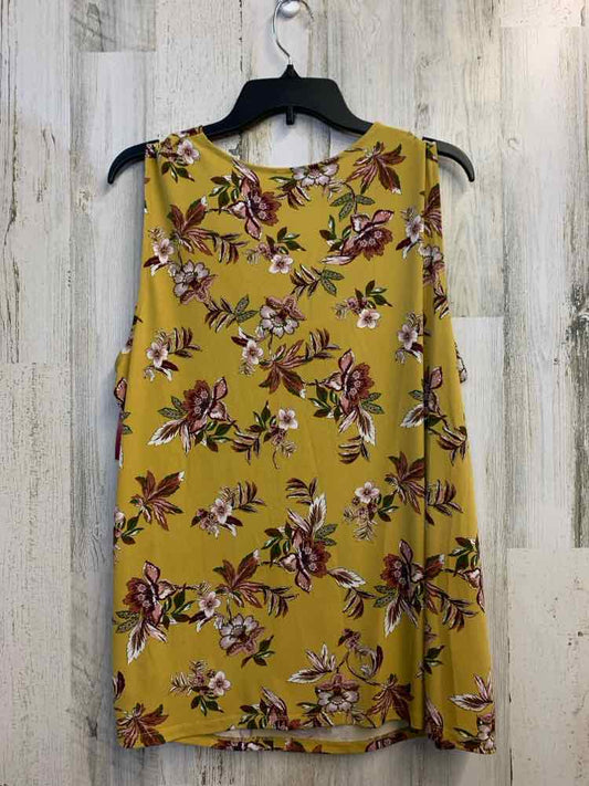 PRE-OWNED CATO Tops Size XL Mustard Floral SLEEVELESS TOP