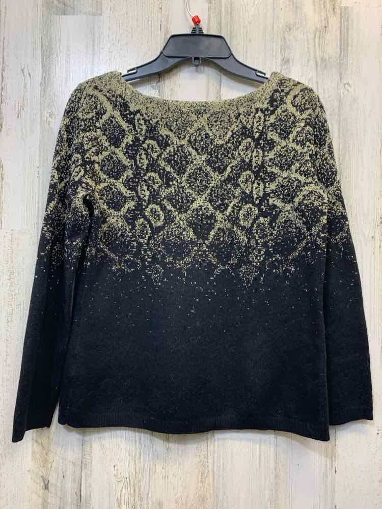 PRE-OWNED RUBY RD Tops Size PL BLACK/GOLD LONG SLEEVES TOP/BLACK & GOLD TOP LONG