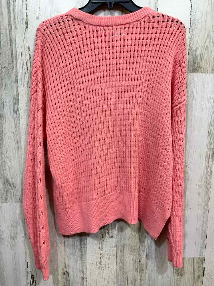 PRE-OWNED ON 34TH Size L Tops CORAL CABLE KNIT LONG SLEEVES/CREW NECK SWEATER