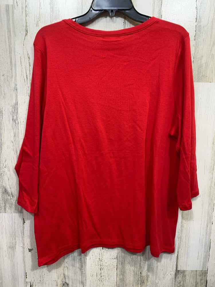 NWT STYLE & CO Tops Size 2X Red Solid 3/4 SLEEVE Blouse