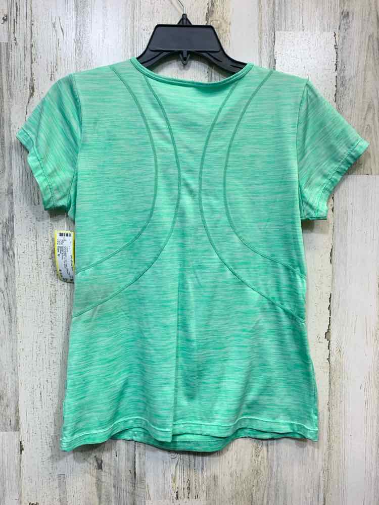 PRE-OWNED REEBOK Tops Size M LIME GRN/WHT SPACE DYE SCOOP NECK T-shirt/SHORT SLE