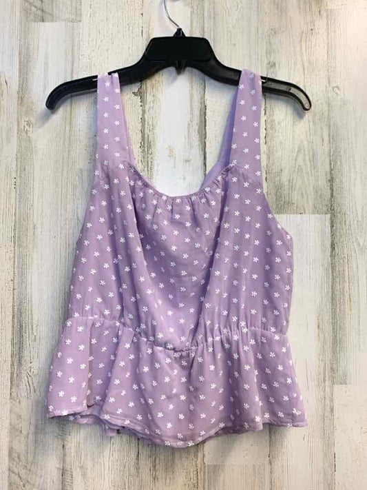 MIAMI Tops Size L LAV/WHT FLOWERS SLEEVELESS TOP