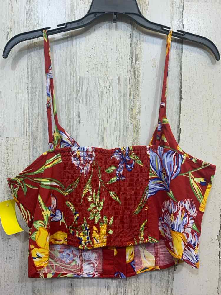 PRE-OWNED A NEW DAY Tops Size L RED/BLUE/GREEN/YELLOW/ TROPICAL Tank Top/TROPICA