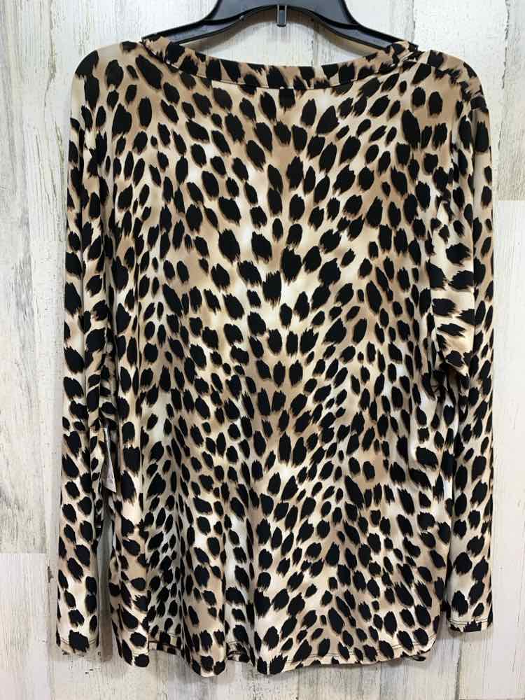 NWT INC Tops Size 1X LEOPARD LONG SLEEVE Blouse
