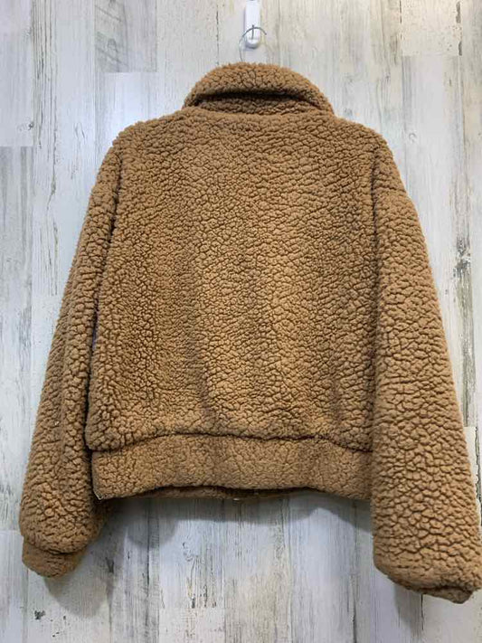 PRE-OWNED T S JACKETS / COATS Size M Brown SHERPA Solid JACKET Jacket/BROWN ZIP-