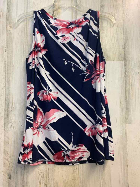 PRE-OWNED ESPRESSO Tops Size L NAVY/PINK/WHT Floral SLEEVELESS Dress/SLEEVELESS