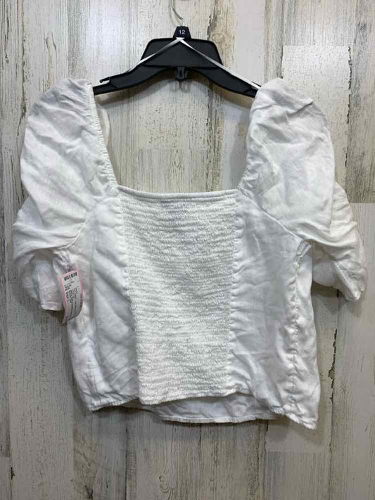 PRE-OWNED RACHEL ZOE Tops Size L White RUFFLES CROP TOP Blouse/WHITE RUFFLE SLEE