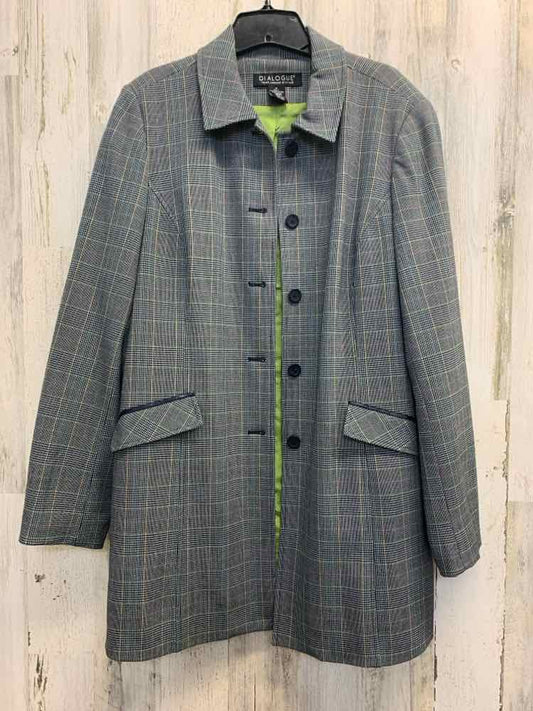 PRE-OWNED DIALOGUE JACKETS / COATS Size 12 PLAID Plaid TRENCH /PLAID TRE