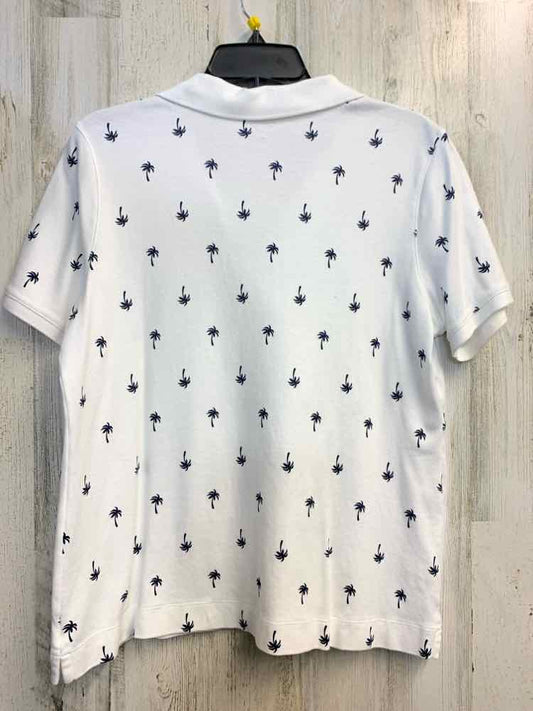 PRE-OWNED KIM ROGERS Tops Size PL White PALM TREES SHORT SLEEVES TOP