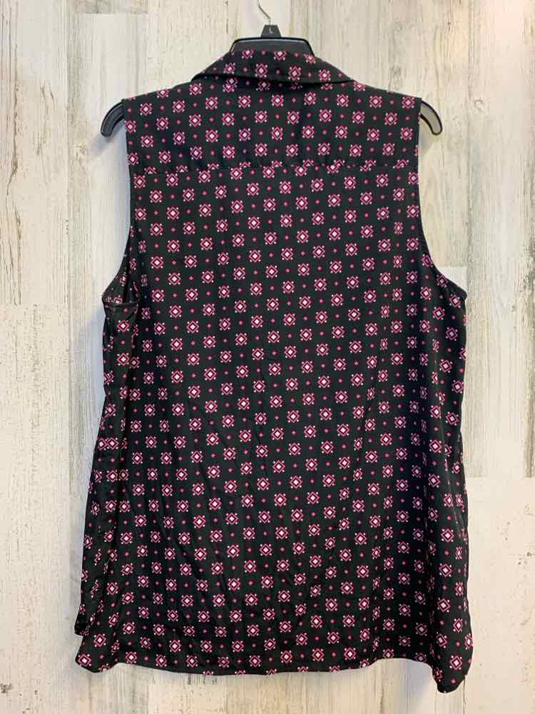 PRE-OWNED KIM ROGERS Tops Size XL black/pink DIAMOND SLEEVELESS TOP/BLACK SLEEVE
