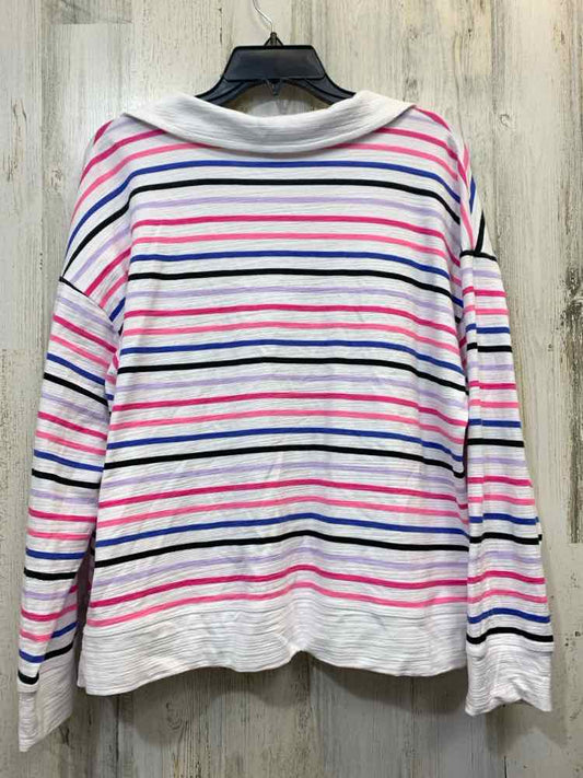 T BY TALBOTS PLUS SIZES Size X WHT/PINK/BLU/BLK Stripe LONG SLEEVES TOP