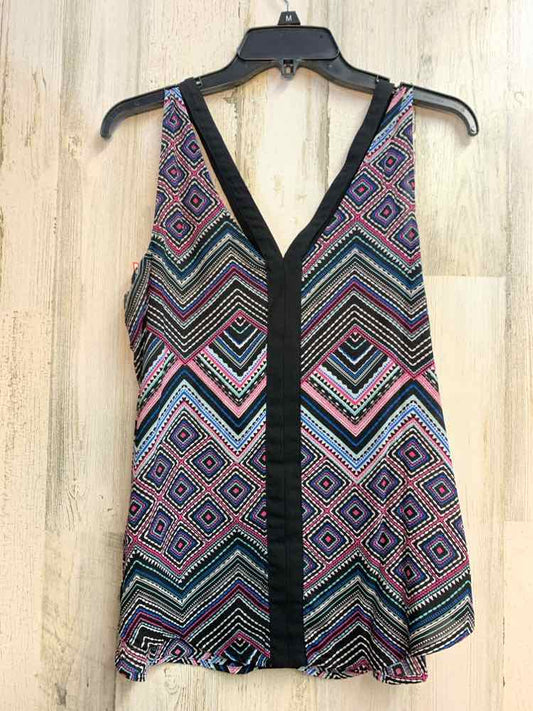 PRE-OWNED CANDIE'S Tops Size M BLK/MULTI-COLOR TRIBAL SLEEVELESS TOP