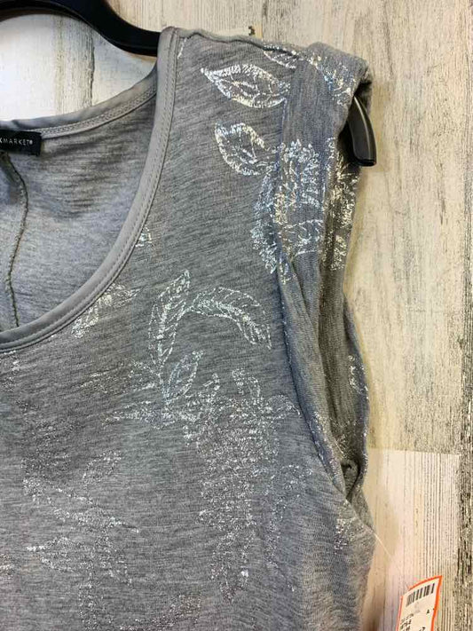 PRE-OWNED WHITE HOUSE Tops Size M Gray Floral SLEEVELESS TOP