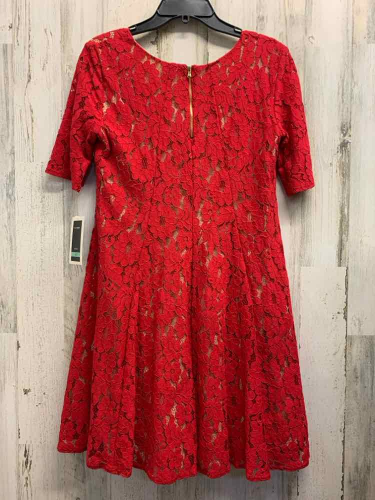 NWT JULIAN TAYLOR Dresses and Skirts Size 8 RED/NUDE Lace A-LINE Dress/RED/NUDE